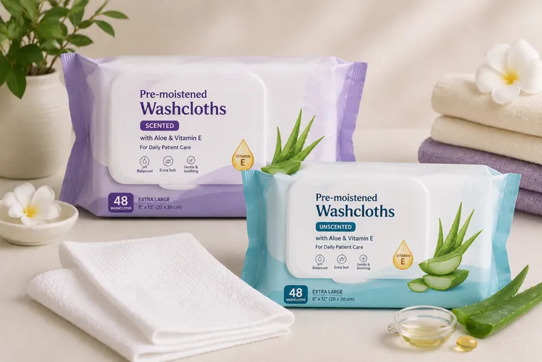 Pre-moistened washcloths
